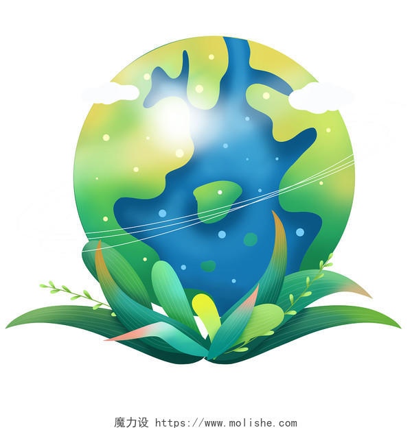 绿色卡通地球日卡通地球插画元素世界地球日环保保护环境插画